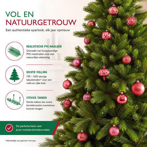 Triumph Tree Wyoming Kerstboom - Kunstboom met 993 Dennentakjes van Hard PVC - Kerstversiering voor Binnen - Boom met Inhaakconstructie - H215 x Ø145