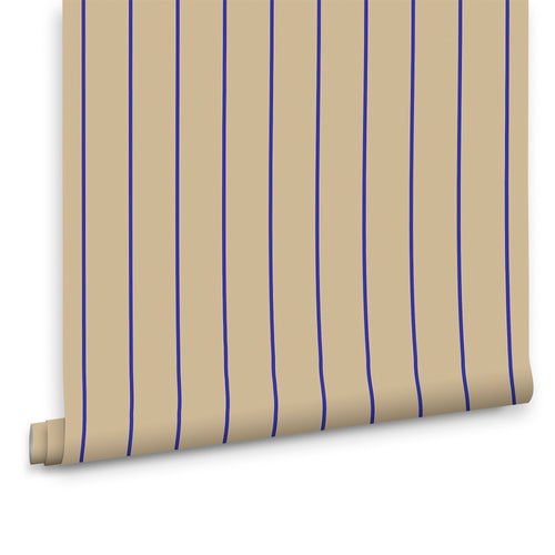 MADE Vliesbehang - Kyria Neutral & Blue Stripe