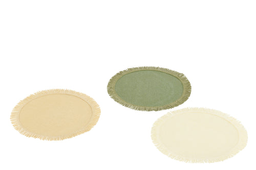 J-Line placemat Rond - papier - groen/ecru - set van 3