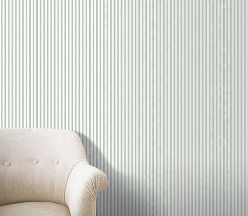 Sanders & Sanders behang strepen vergrijsd olijfgroen en wit - 53 cm x 10 m - 640416