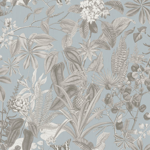 Sanders & Sanders behang tropische bladeren en bloemen vergrijsd blauw - 53 cm x 10 m - 640243 - vtwonen shop