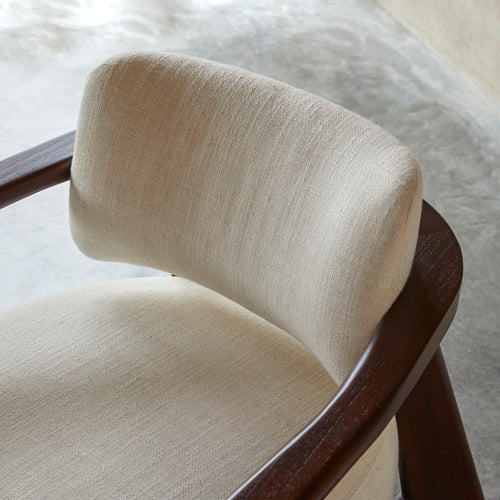 Tikamoon Fauteuil van massief mindihout en ecru stof - Bruin - vtwonen shop