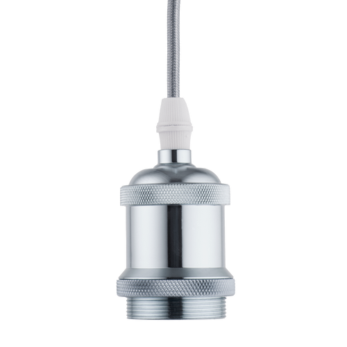 Lighto | Pendel Chroom | Inclusief Lichtbron Rookglas | Vintage | 1.5m Snoer | Met Plafondkap