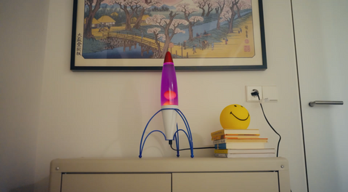 Lighto | Raket lavalamp | paarse vloeistof met gele lava