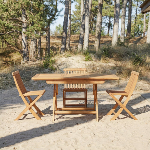 Tikamoon Outdoor klaptafel van massief acaciahout, uitschuifbaar voor 4/6 personen - Bruin