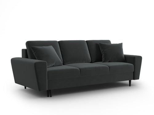 Cosmopolitan Design Slaapbank met opbergdoos Kyoto 3-zits, flueel donkergrijs - 100x235x88cm