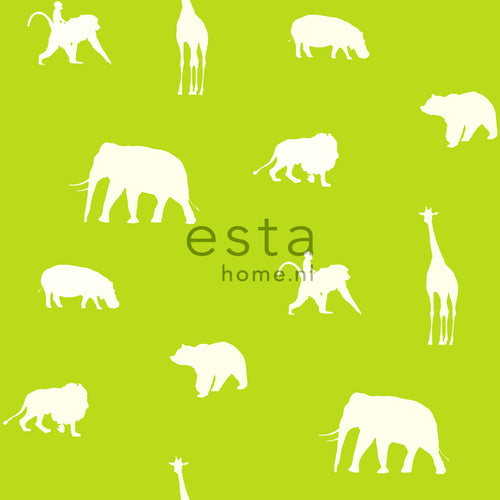 ESTAhome behang dieren limegroen - 53 cm x 10.05 m - 137336