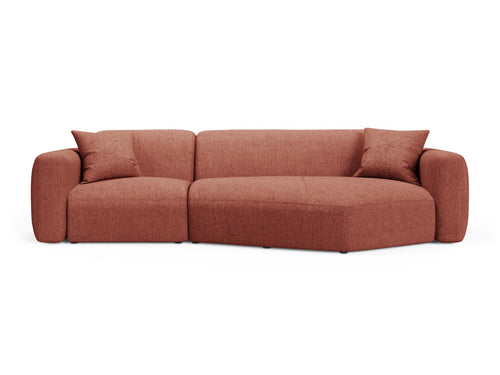 Cosmopolitan Design Modulaire hoekbank rechts Strino 3-zits, structurele stof koraal - 136x308x78cm