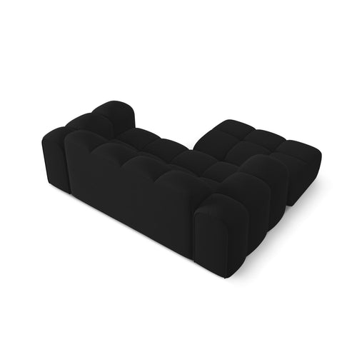 Cosmopolitan Design - Linker hoekbank Treno 2-zits, flueel zwart - 164x180x70cm