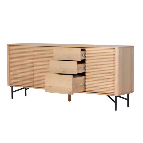 DÉJA Living Dressoir Inès - Eikenhout/Metaal - Naturel - 200x45x86cm - vtwonen shop