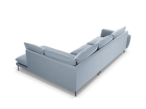 Cosmopolitan Design rechter hoekbank Vienna 6-zits, flueel, lichtblauw - 185x275x95cm