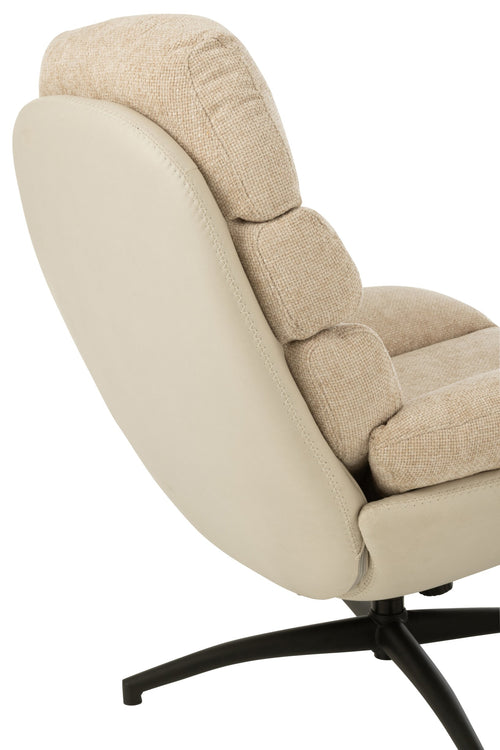 J-Line zetel Relax + Voetbank - metaal/multiplex - beige/zwart