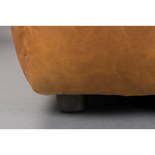Dutchbone Hackman Hocker Leer Cognac Bruin - vtwonen shop