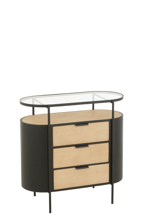 J-Line kast Avy - ijzer - naturel/zwart