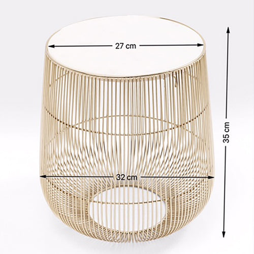 Kare Design Bijzettafel Beam Wit Marmer Messing Ø32cm