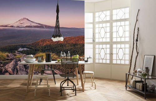 Sanders & Sanders fotobehang berglandschap groen, blauw en roze - 400 x 250 cm - 612525