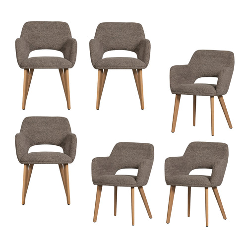 WOOOD eetkamerstoelen Murat Houten Naturel Poot - Taupe - Set van 6 - vtwonen shop