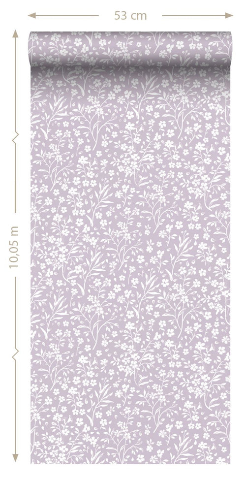 ESTAhome behang bloemetjes lila paars - 53 cm x 10.05 m - 139883