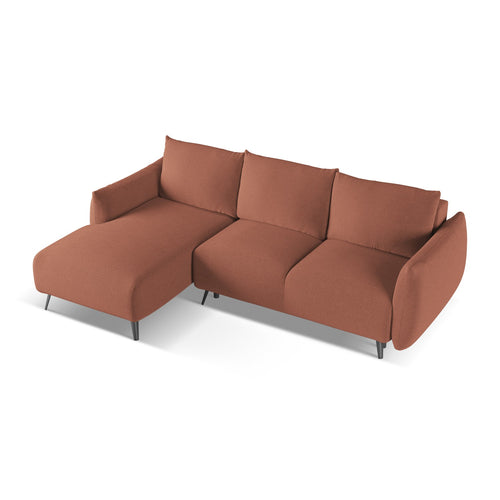 LaMiaSofa hoekbank links Genova - chenille stof - gedempt roze - 242x162x86
