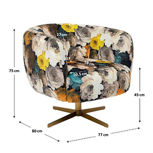 Kare Design Draaifauteuil Pioenen geel