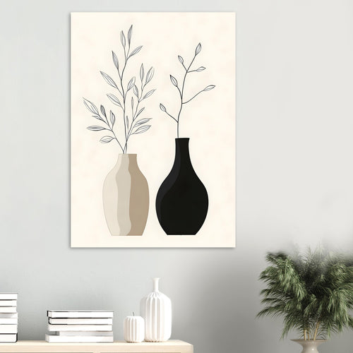 Artfulprints Poster Boho – Calm vase   - 30x40 cm - Zwart / Wit