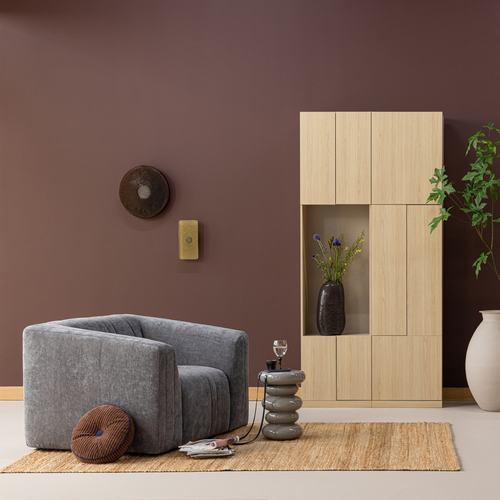 WOOOD fauteuil Omaire - Chenille - Grijs