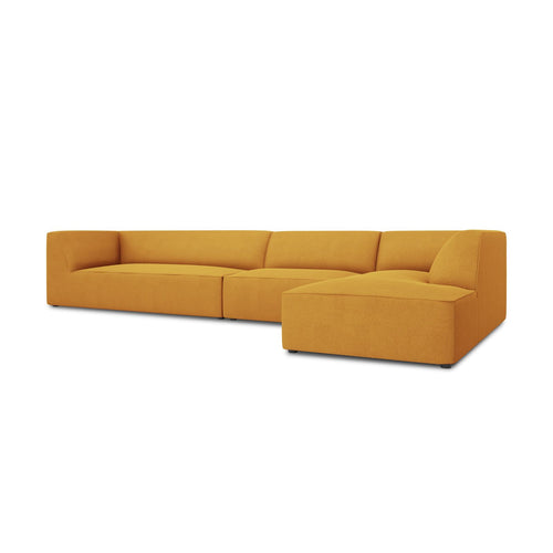 Cosmopolitan Design - Modulaire hoekbank rechts Siena 5-zits, structurele stof geel - 180x366x69cm