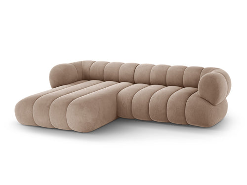 Cosmopolitan Design linker hoekbank Koge 5-zits, flueel donkerbeige - 165x270x70cm