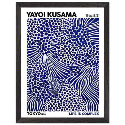 Artfulprints Poster met Lijst Yayoi Kusama - Life is complex   - 30x40 cm - Blauw