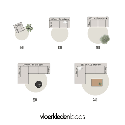 Vintage Vloerkleed Bloom rond - Grijs - EVA Interior