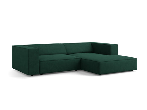 Cosmopolitan Design rechter hoekbank Arendal 3-zits, chenille met ribbeleffect, flessengroen - 166x224x70cm