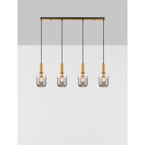 Nova Luce MAHO Hanglamp voor aan het plafond, rookkleurig messing goudkleurig, E27 fitting, 4x12W