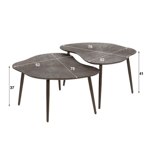 Giga Meubel Salontafel Brown Ray Metal Leaf - Bruin Metaal - Set van 2 - vtwonen shop