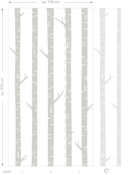 ESTAhome fotobehang berken boomstammen grijs - 150 x 279 cm - 158924 - vtwonen shop