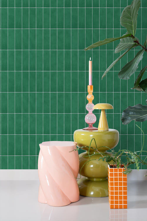 ESTAhome behang tegelmotief donkergroen - 50 x 900 cm - 131534 - vtwonen shop