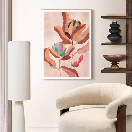 Reinders Earth Flowers schilderij -  bruin - kantoor - 70x50cm
