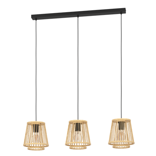 EGLO hanglamp Hykeham - e27 - 91 cm - zwart/hout - vtwonen shop