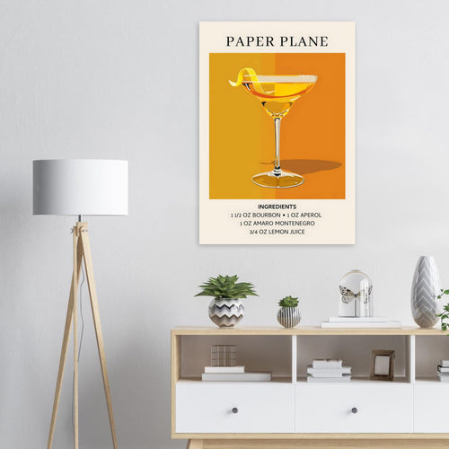 Artfulprints  Paper Plane cocktail - Ingredients   poster A4 21x29.7 cm