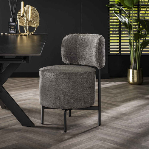 Giga Meubel Eetkamerstoel Cocktail - Grijs Bouclé - Draaibaar - Set van 2 - vtwonen shop