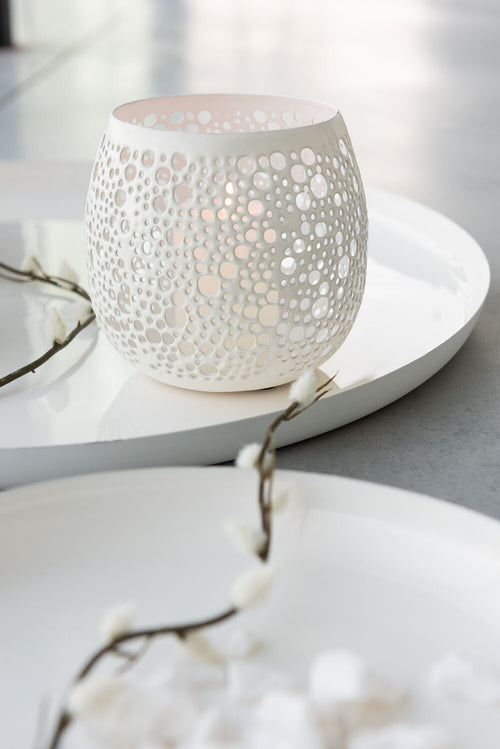 J-Line theelichthouder Geperforeerd - metaal - wit - vtwonen shop