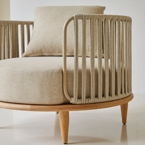 Tikamoon Fauteuil van massief teak en stof - Beige - vtwonen shop