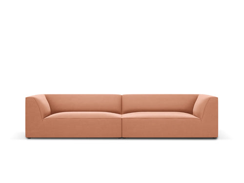 Micadoni Bank Ruby 4-zits, flueel, roze - 93x302x69cm