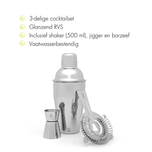 Leopold Vienna - Cocktail set Start 3-delig (cocktail shaker, jigger/pipet, zeef/strainer) cadeau giftset - vtwonen shop