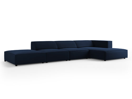 Cosmopolitan Design rechter hoekbank Arendal 5-zits, flueel, koningsblauw - 166x341x70cm