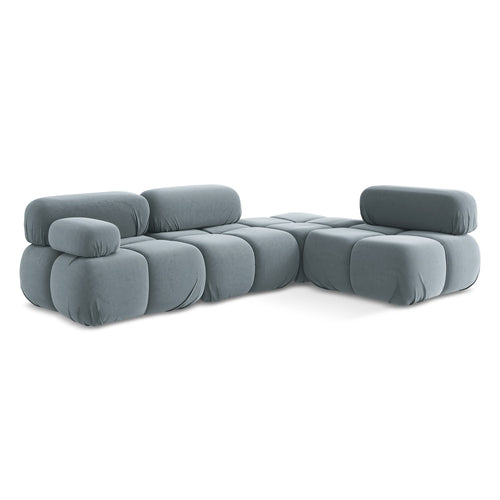 LaMiaSofa hoekbank rechts Sanremo - velours - lichtblauw - 285x190x70