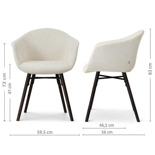 Nolon Nena-Otis Eetkamerstoel Cotton Beige - Zwarte Houten Poten - vtwonen shop