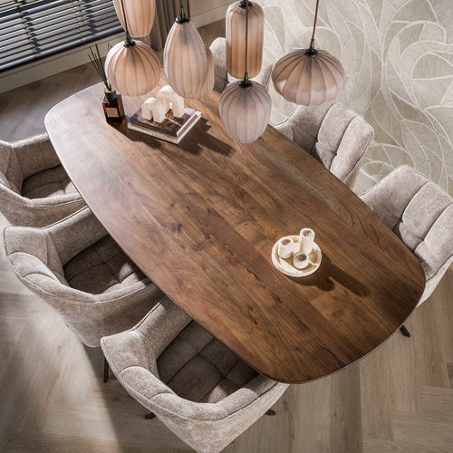 Giga Meubel Eettafel Central - Deens Ovaal Bruin Hout - 215x105x77cm