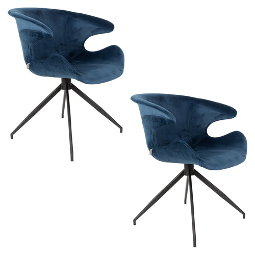 Zuiver Mia Eetkamerstoelen met armleuning Blauw - Set van 2 - vtwonen shop