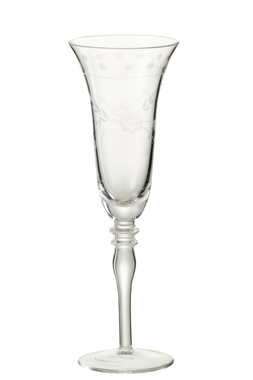 J-Line glas champagne Gegraveerd - glas - transparant - 4 stuks - vtwonen shop