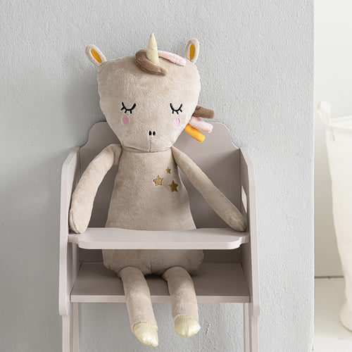 Petite Amélie Unicorn knuffel Lara bruin roze - Polyester - beige